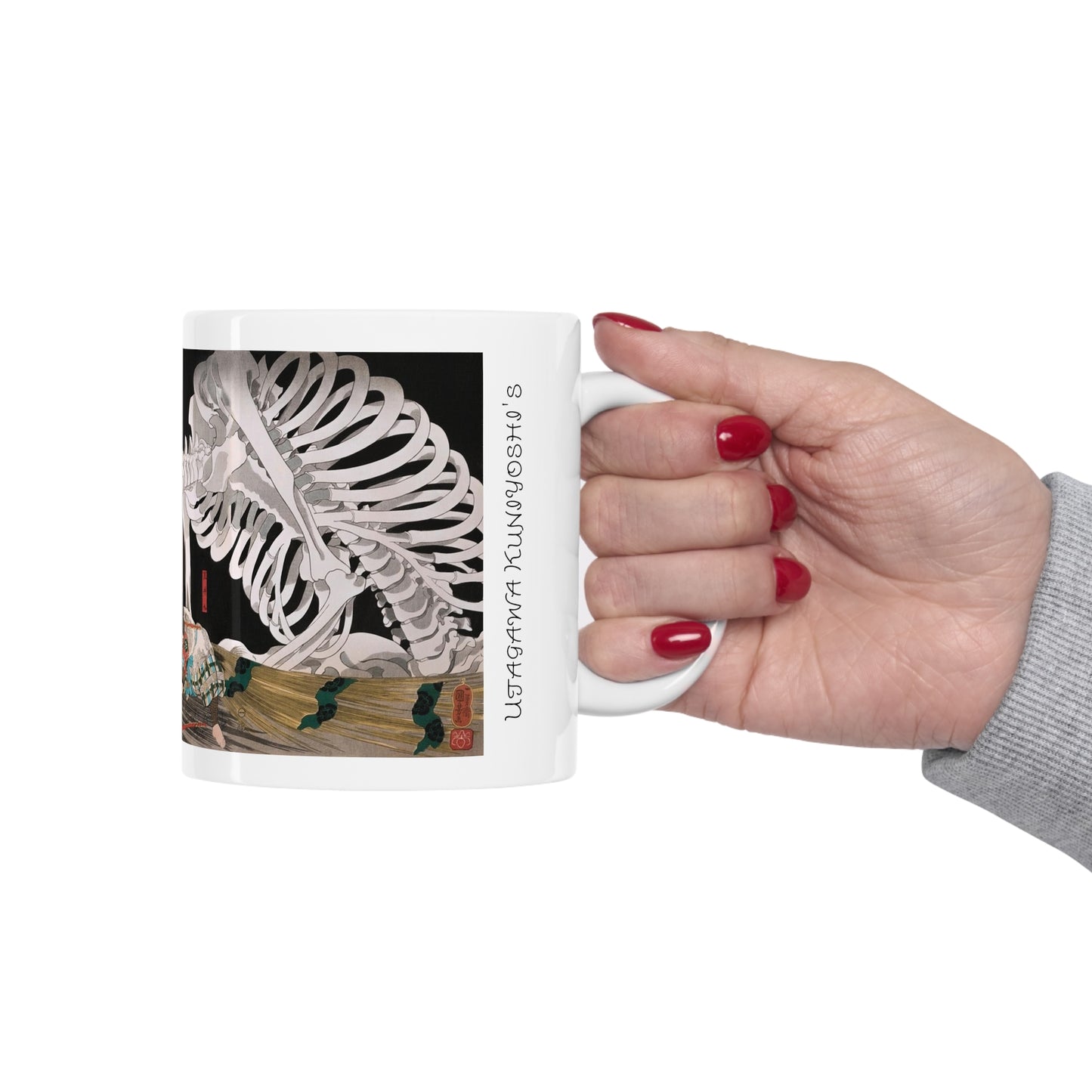 Utagawa Kuniyoshi's Mitsukuni Defying the Skeleton Specter 11oz Mug